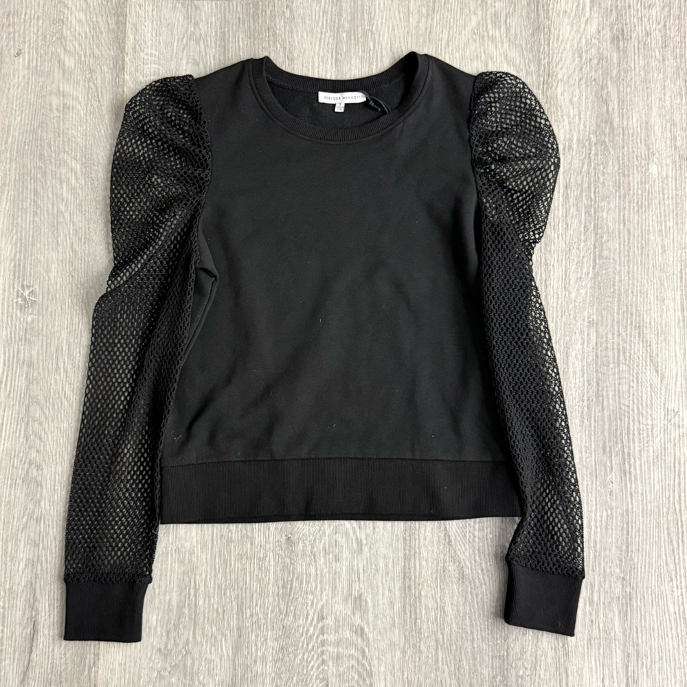 Rebecca Minkoff Black Mesh Sleeve Sweatshirt